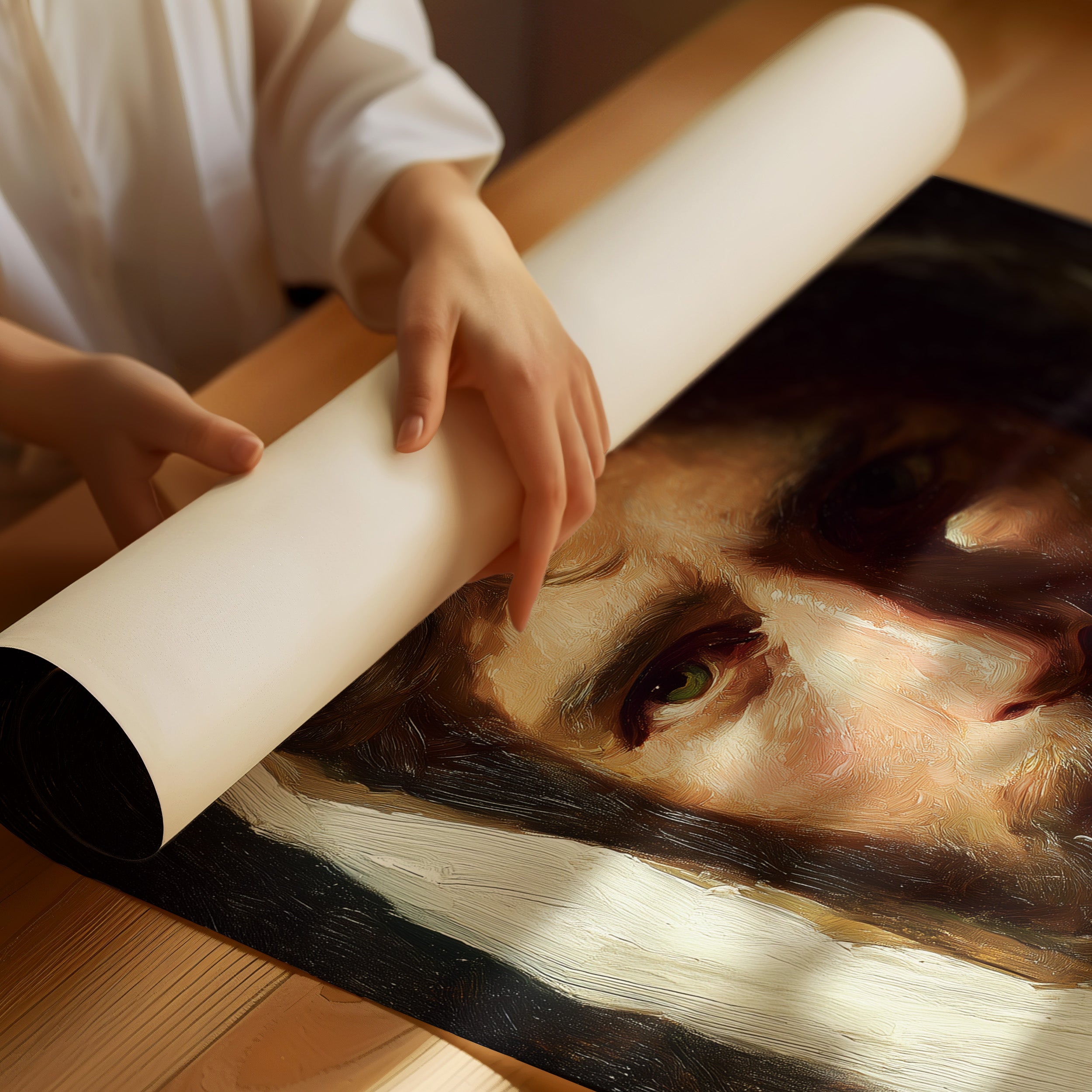 Ancient Brushstrokes On Wooden Table