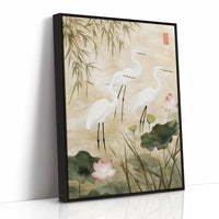 Japanese Egret Wall Art – Elegant Minimalist Nature Print