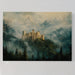 Misty Mountain Castle: Ethereal Fantasy Landscape Canvas Wall Art