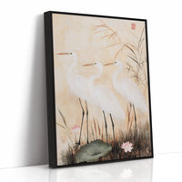 Japanese Egret Wall Art – Elegant Traditional Asian Nature Print