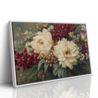 Winter Peonies Meet Crimson Berries