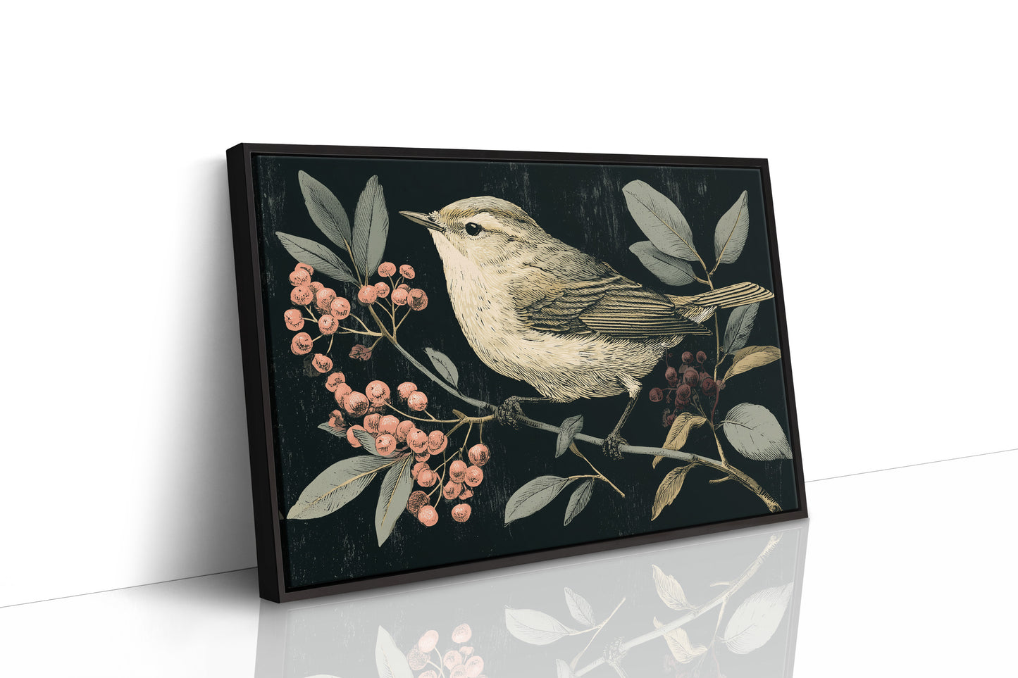 Warbler Amid Berry Branches