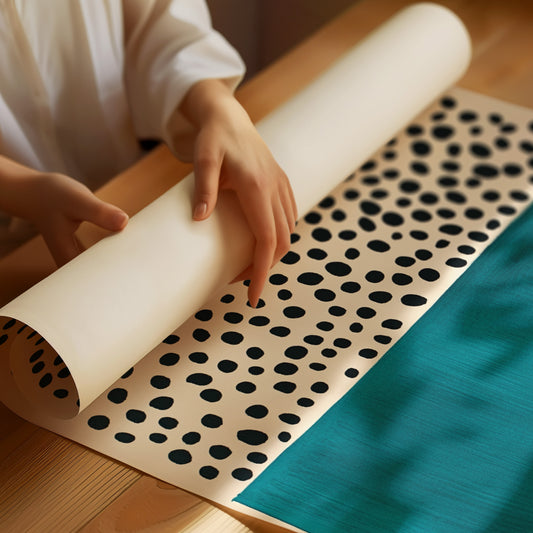 Teal Block and Ink Dots