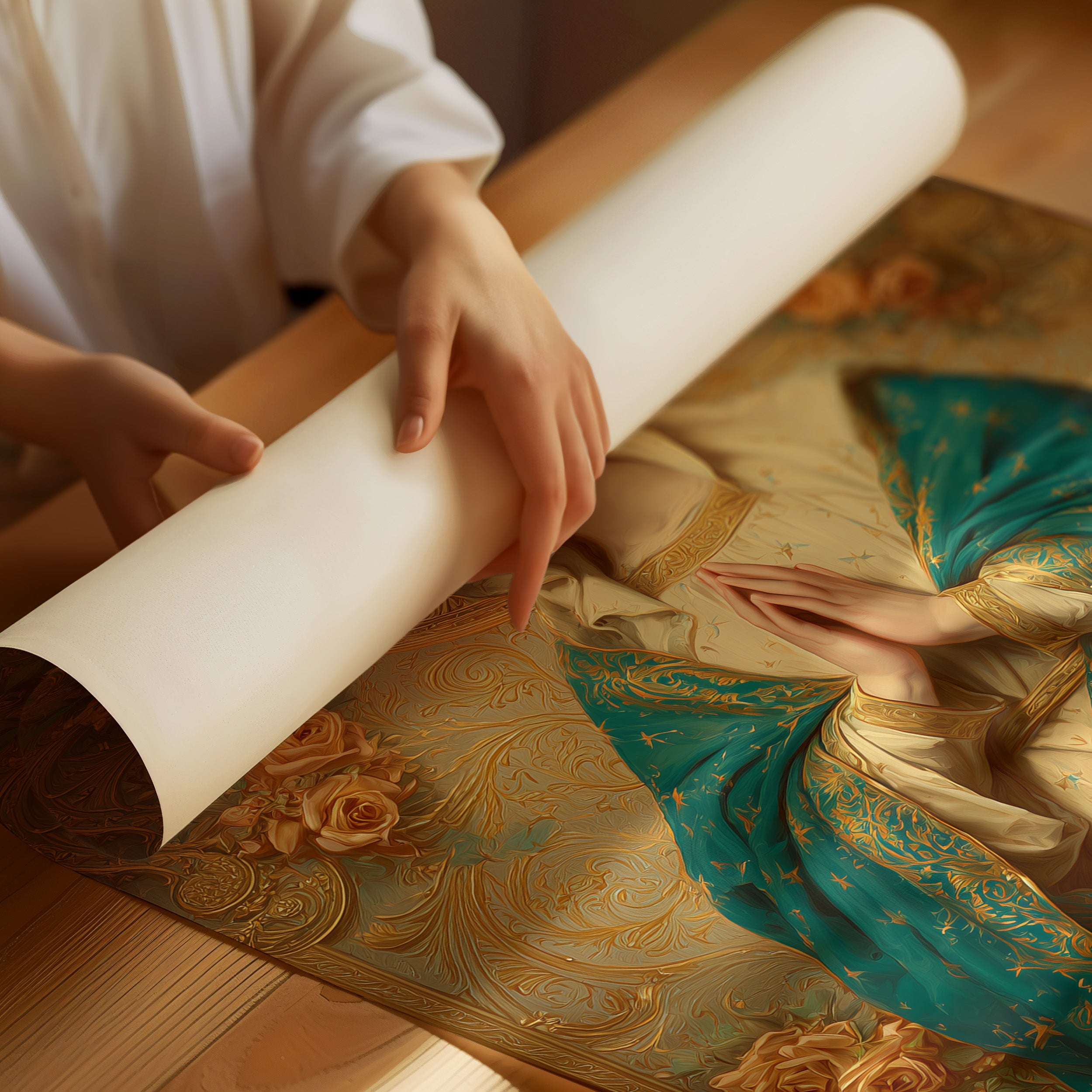 Sacred Prayers In Teal Gold