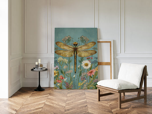 Golden Wings Amidst Wild Blooms