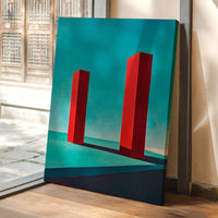 Red Pillars Against Turquoise Sky