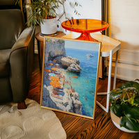 Orange Umbrellas Line Mediterranean Shores