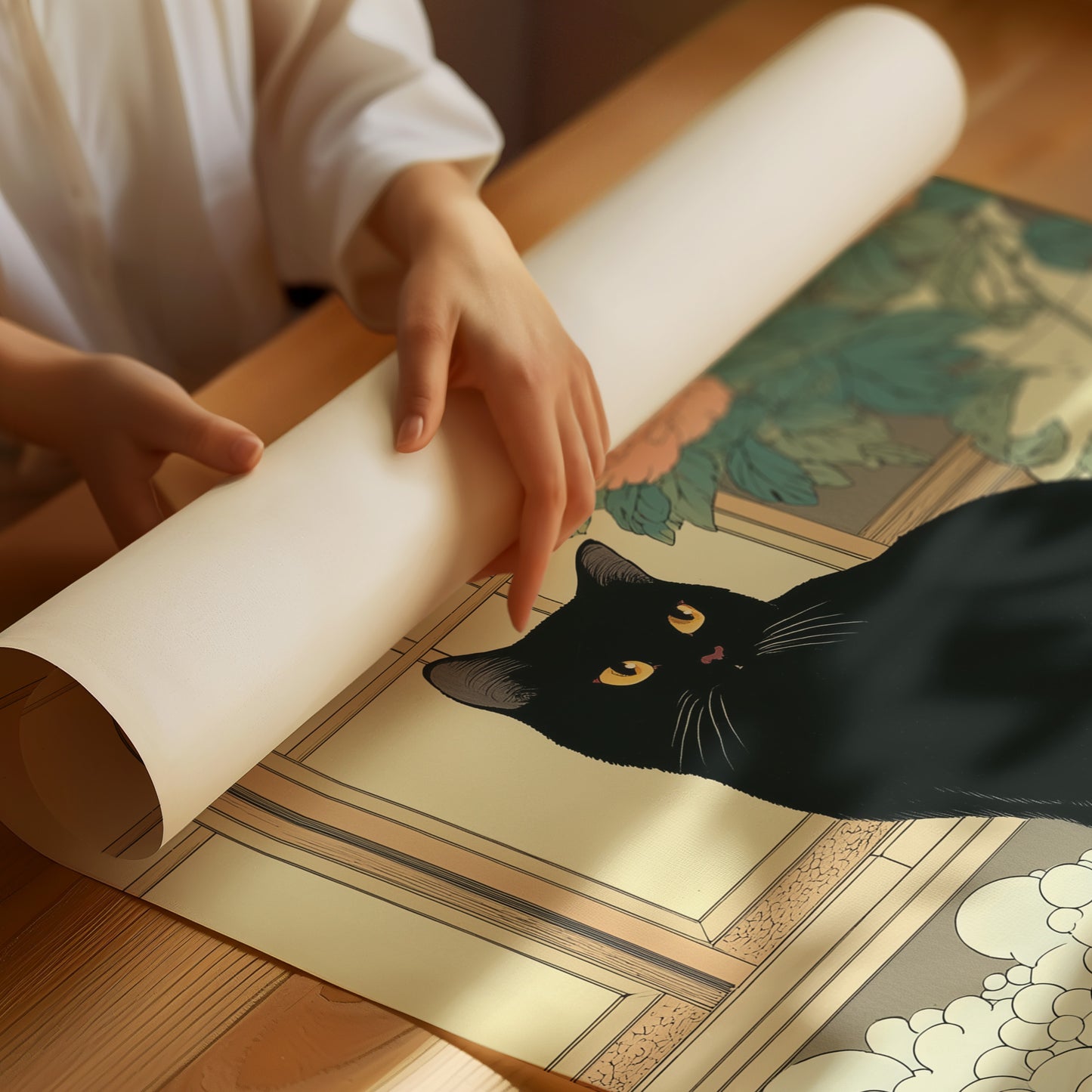 Black Cat Meets Pink Peony Tales