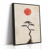 Minimalist Bonsai & Rising Sun – Japanese Zen-Inspired Wall Art
