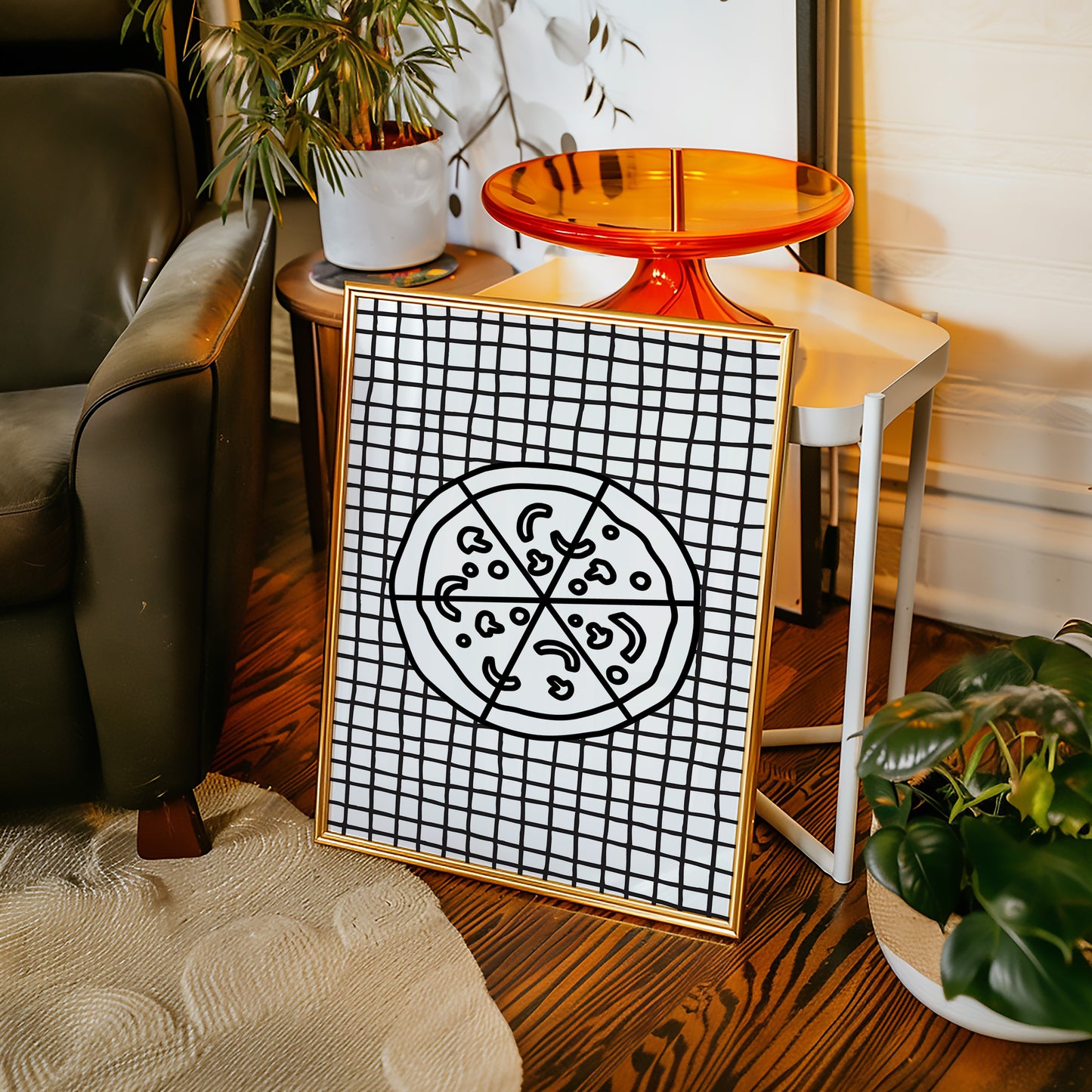 Pizza Stories On Checkered Cloth