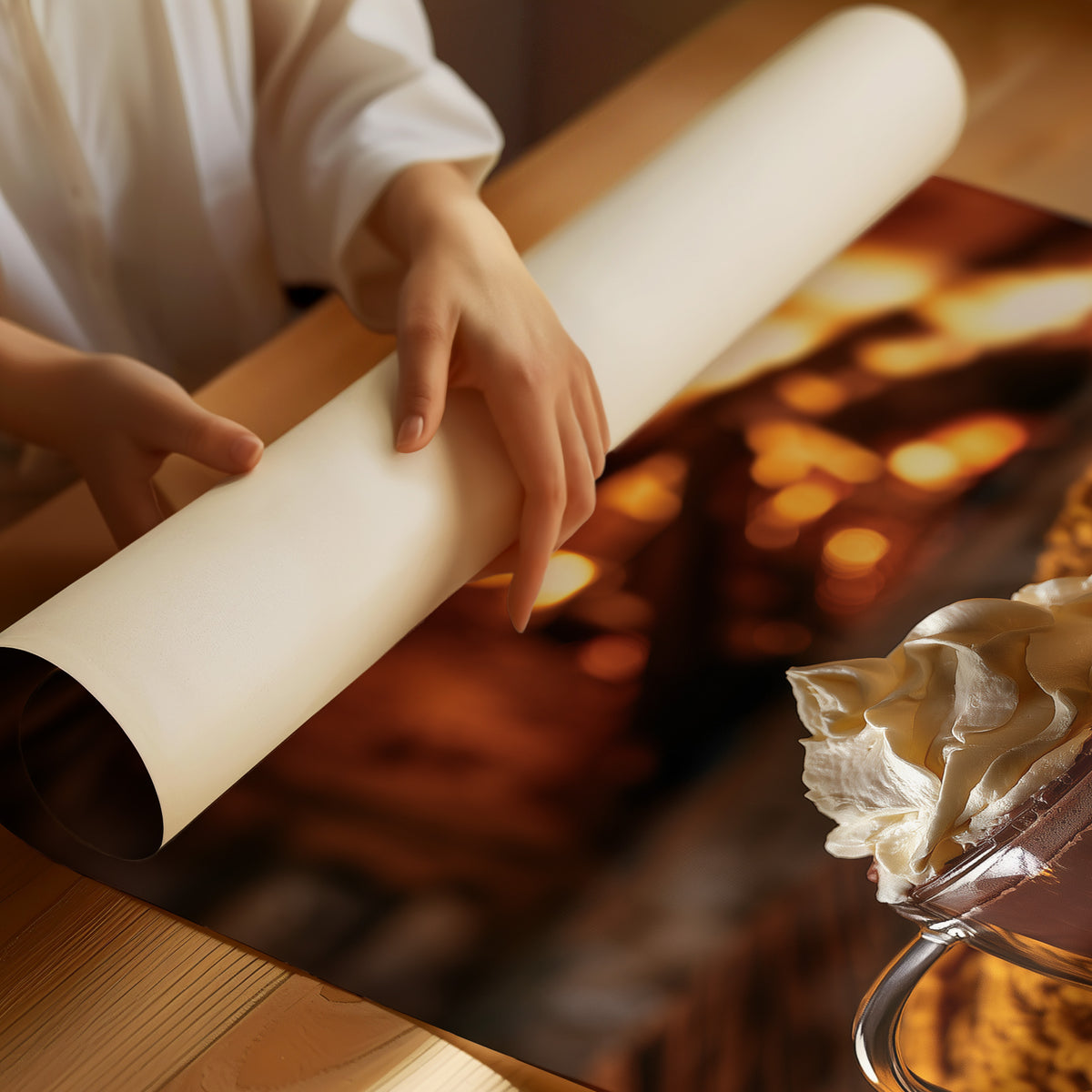 Cocoa Loco By The Fire, rolled matte poster print