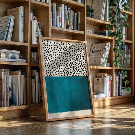 Teal Block and Ink Dots