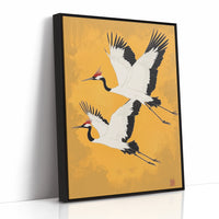 Japanese Red-Crowned Cranes – Elegant Minimalist Wall Art