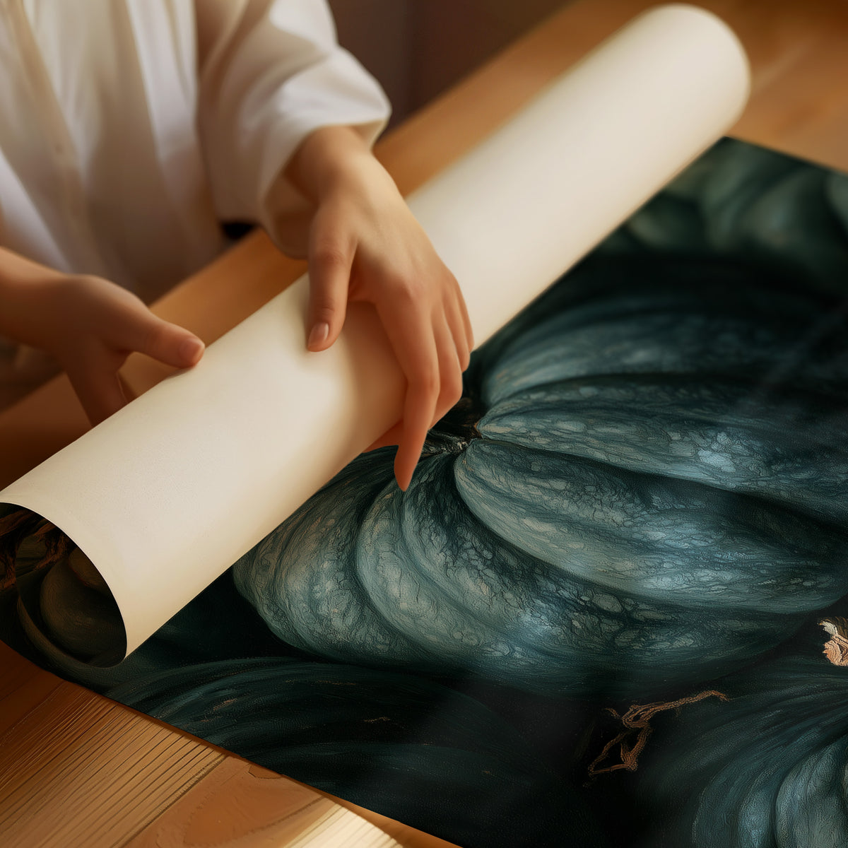Teal Talk: Gourds Of A Feather, rolled matte poster print