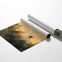 Solitary Boatman Crosses Golden Mist