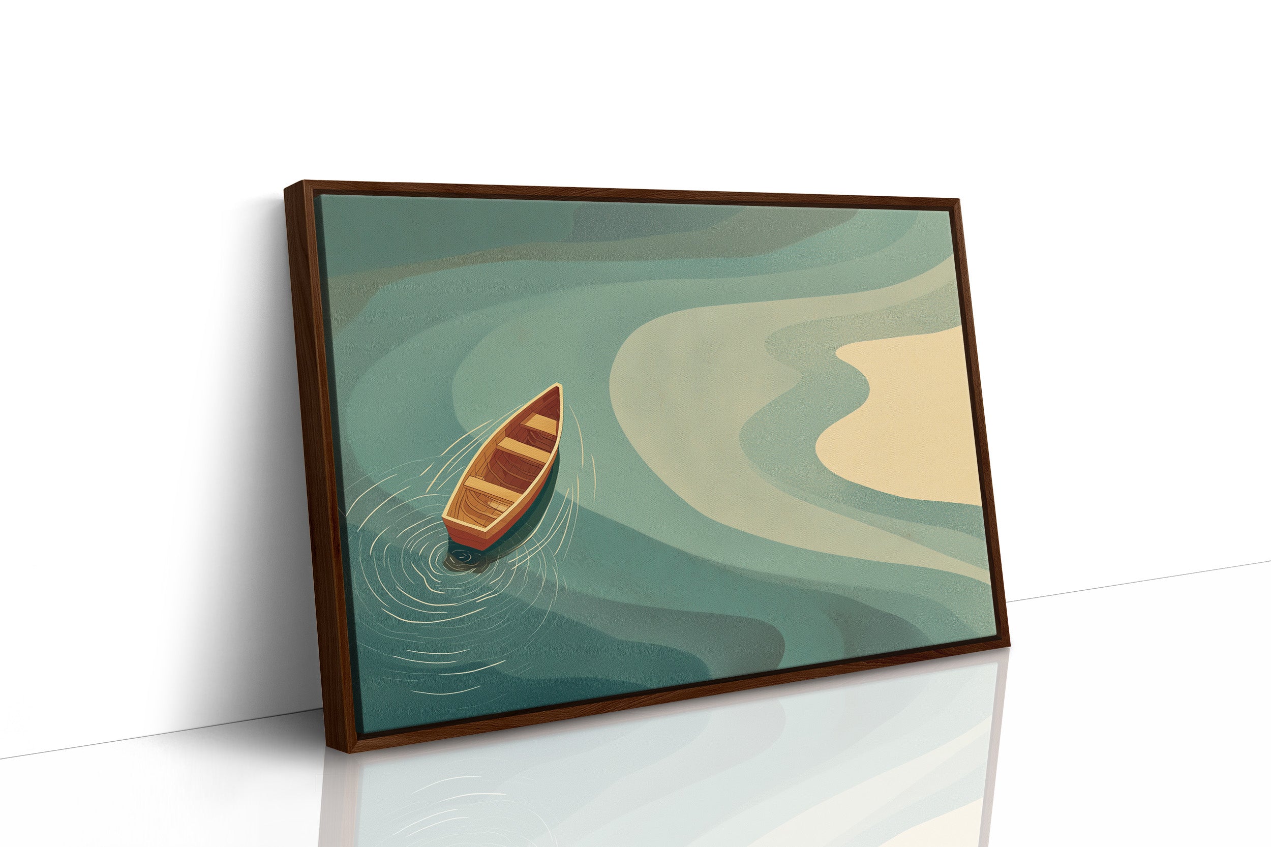 Solitary Vessel Approaches Golden Shore