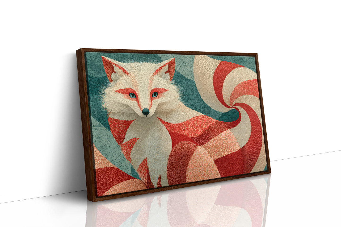 Nine-Tailed Fox in Crimson Swirls