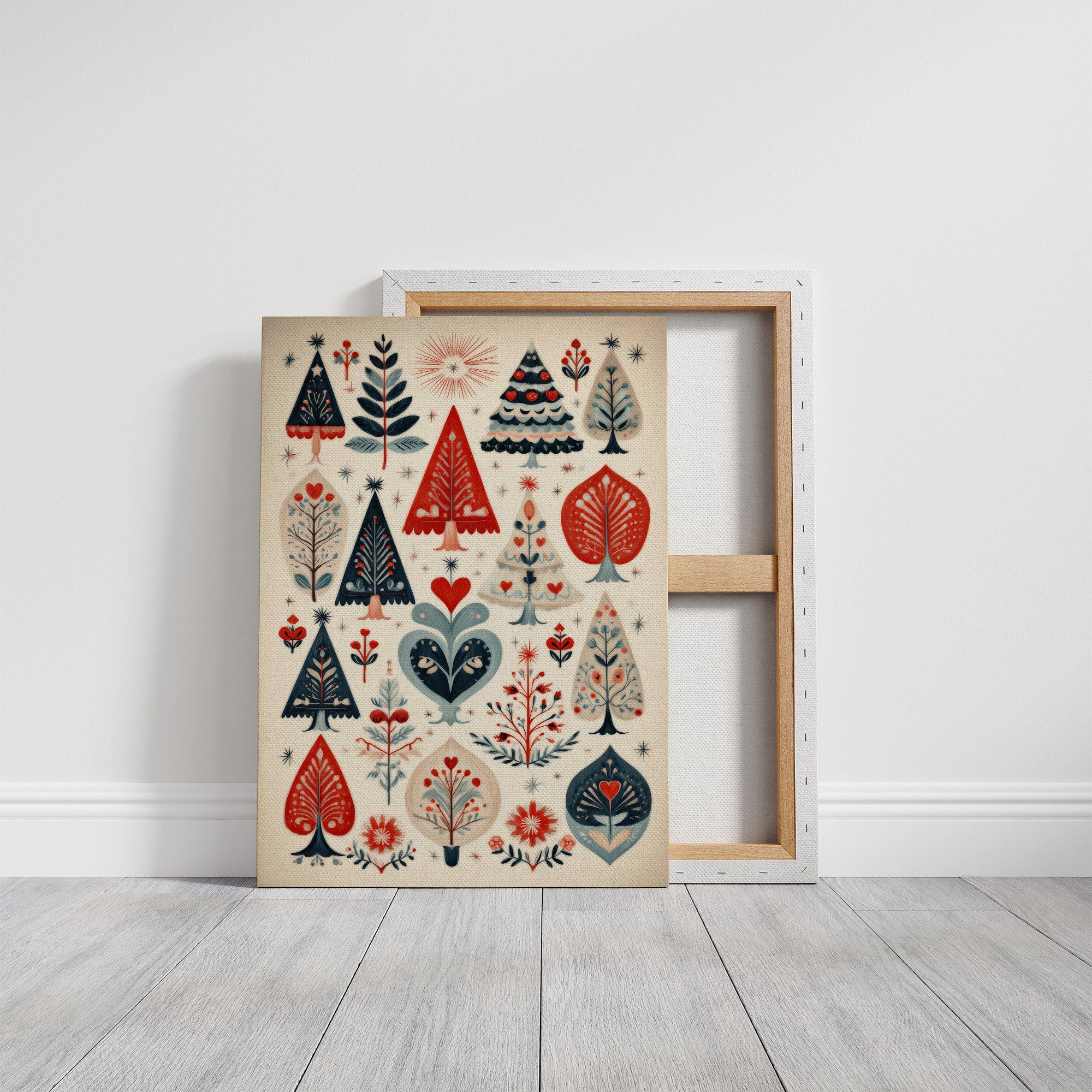 Scandinavian Folk-Art Christmas Trees Pattern