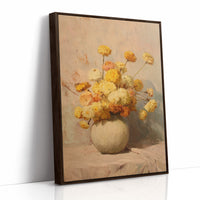 Sunlit Chrysanthemums in Cream Pottery