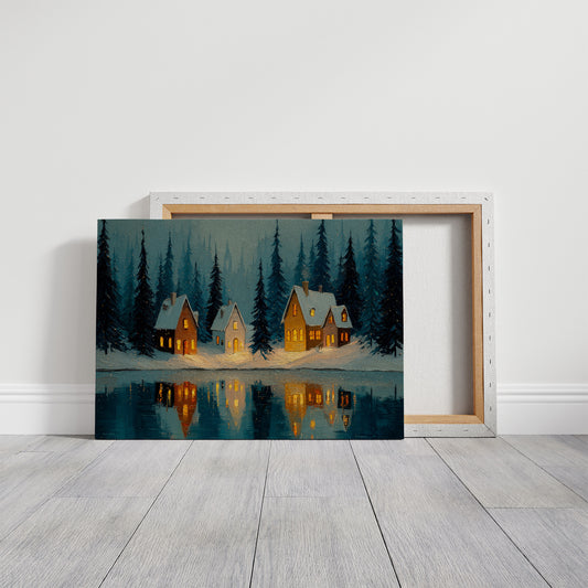 Cabins by the Winter Lake