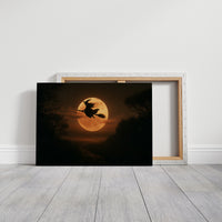 Witch Flying Across Full Moon