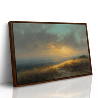 Solitary Cross At Golden Horizon