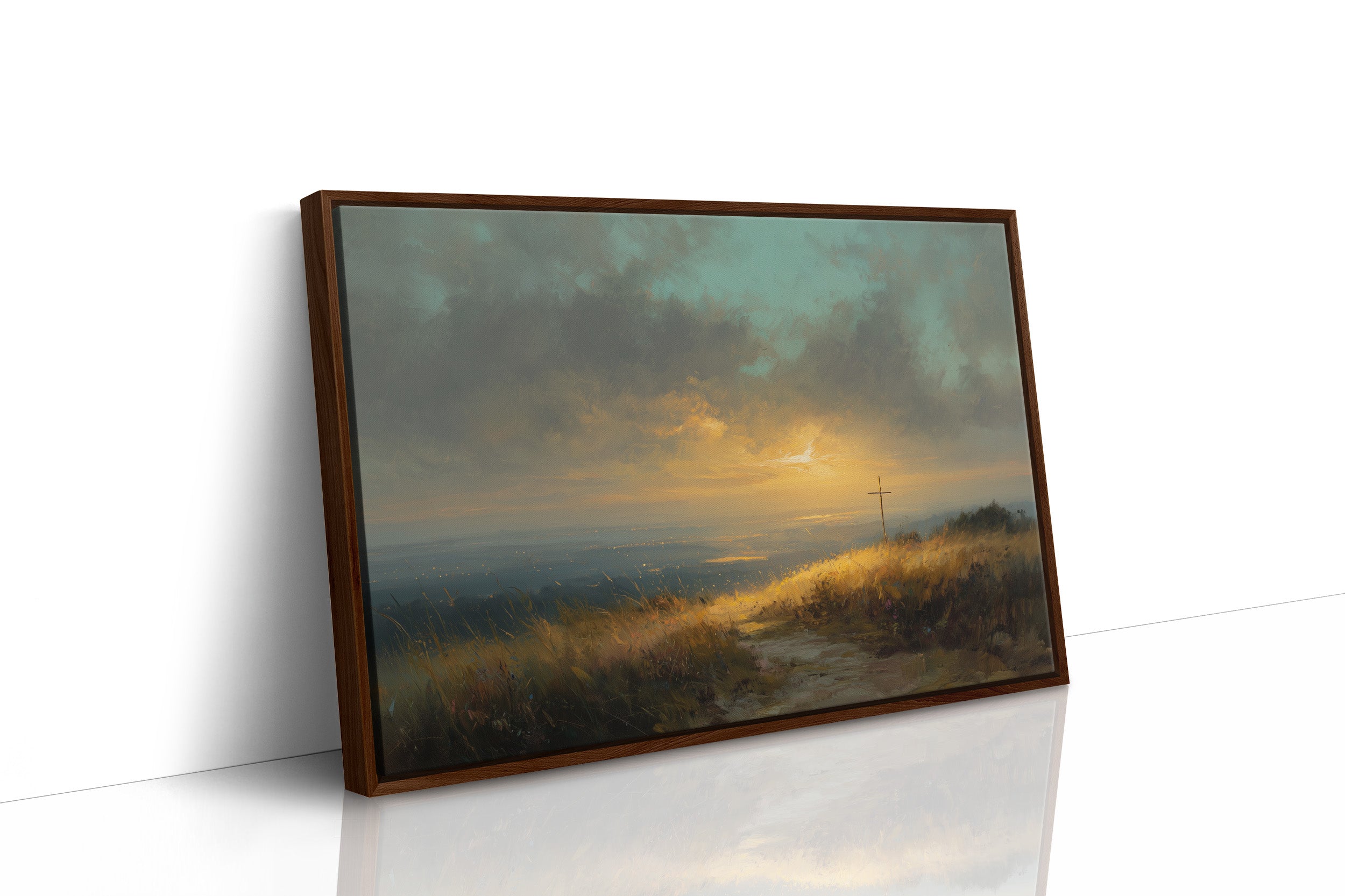Solitary Cross At Golden Horizon