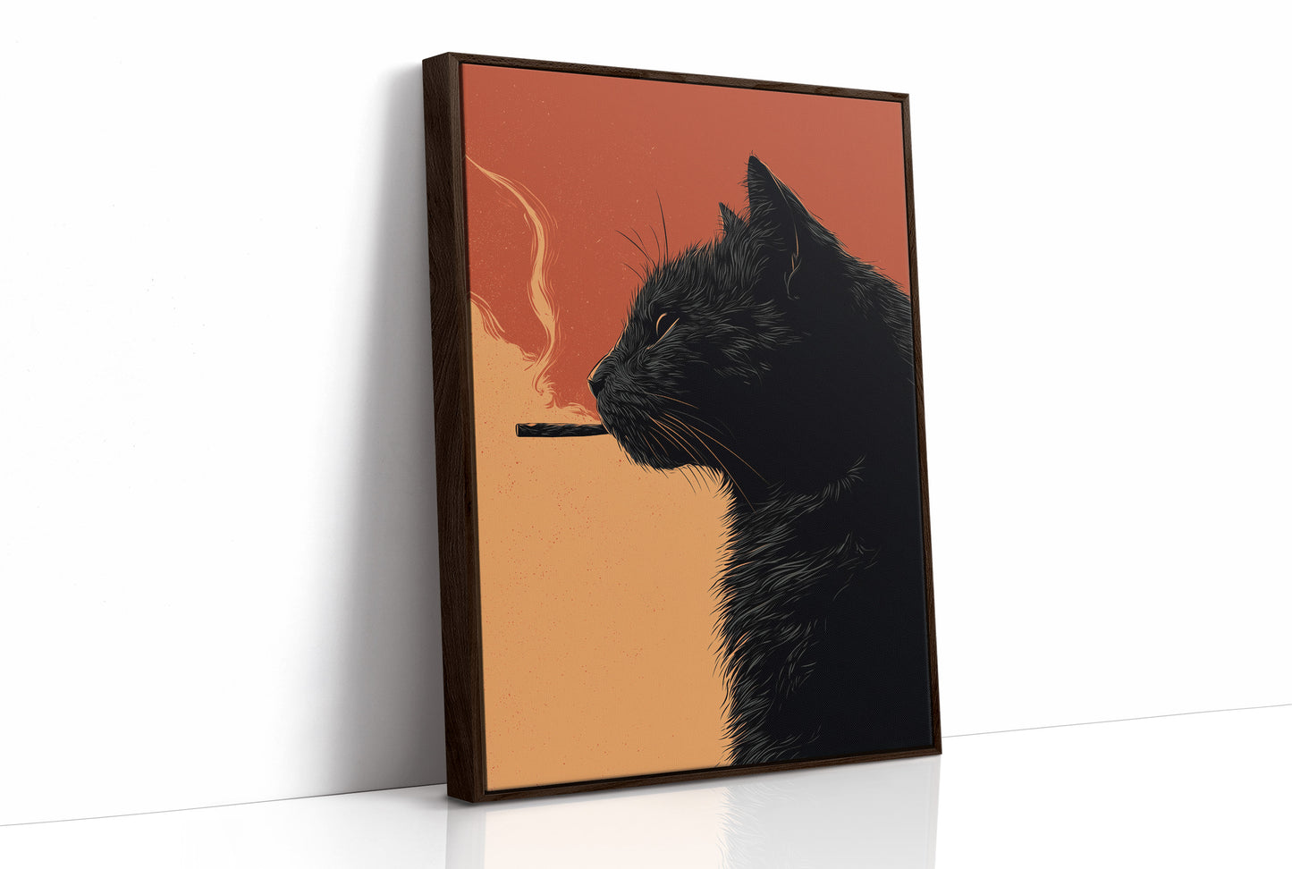 Midnight Rebellion: Feline's Smoky Contemplation