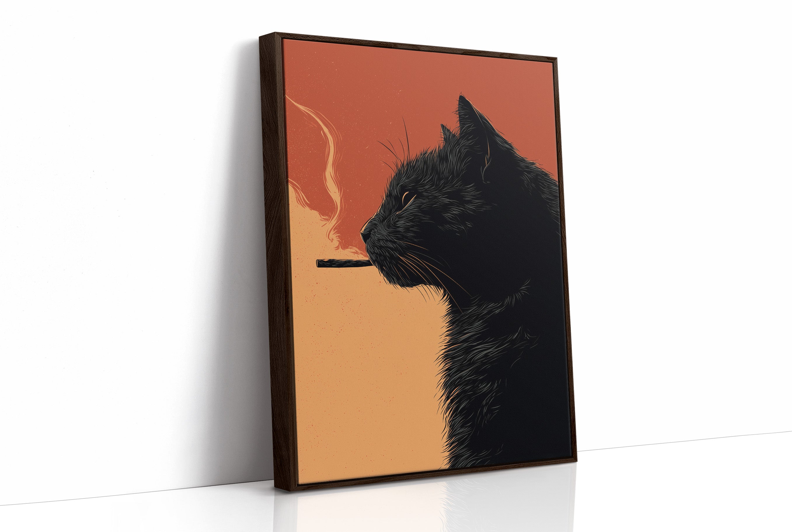 Midnight Rebellion: Feline's Smoky Contemplation