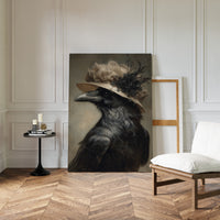 Regal Raven in a Floral Hat