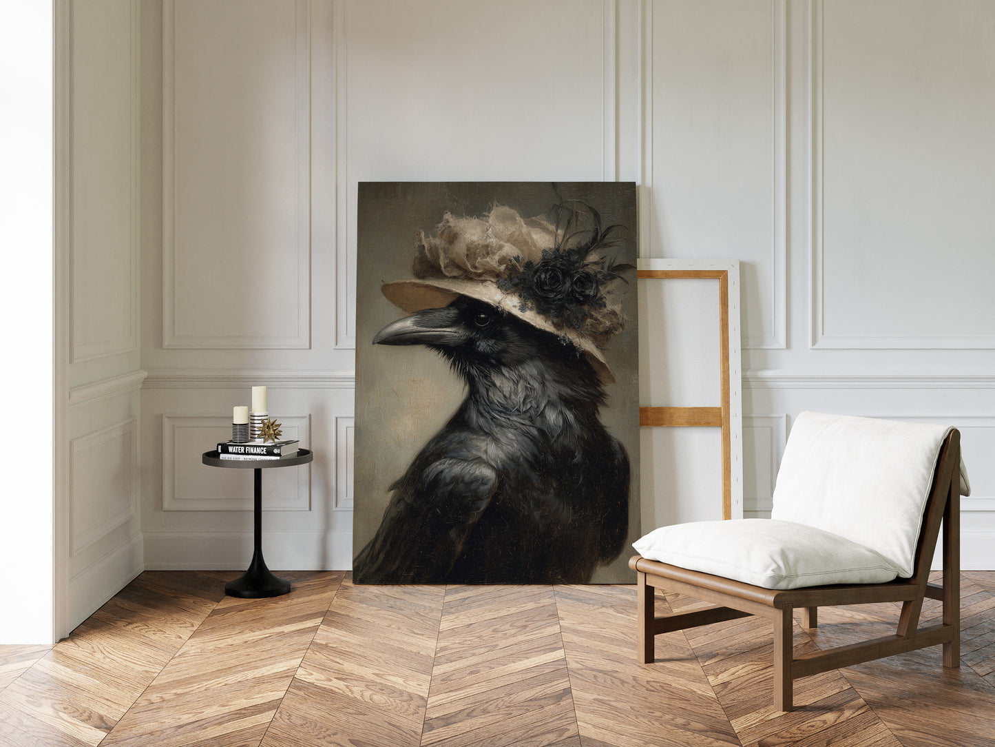 Regal Raven in a Floral Hat