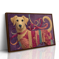 Golden Puppy in Patchwork Ribbons