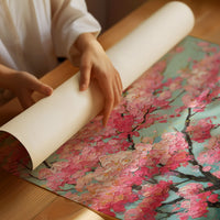 Cherry Blossoms Dance In Turquoise Light