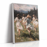 Summer Girls Rush Toward Mountains