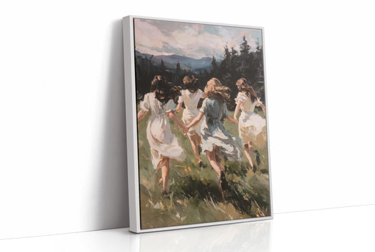 Summer Girls Rush Toward Mountains