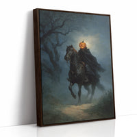 Headless Horseman Gothic Canvas Print - Enigmatic Wall Art - Brown Framed Canvas image 1