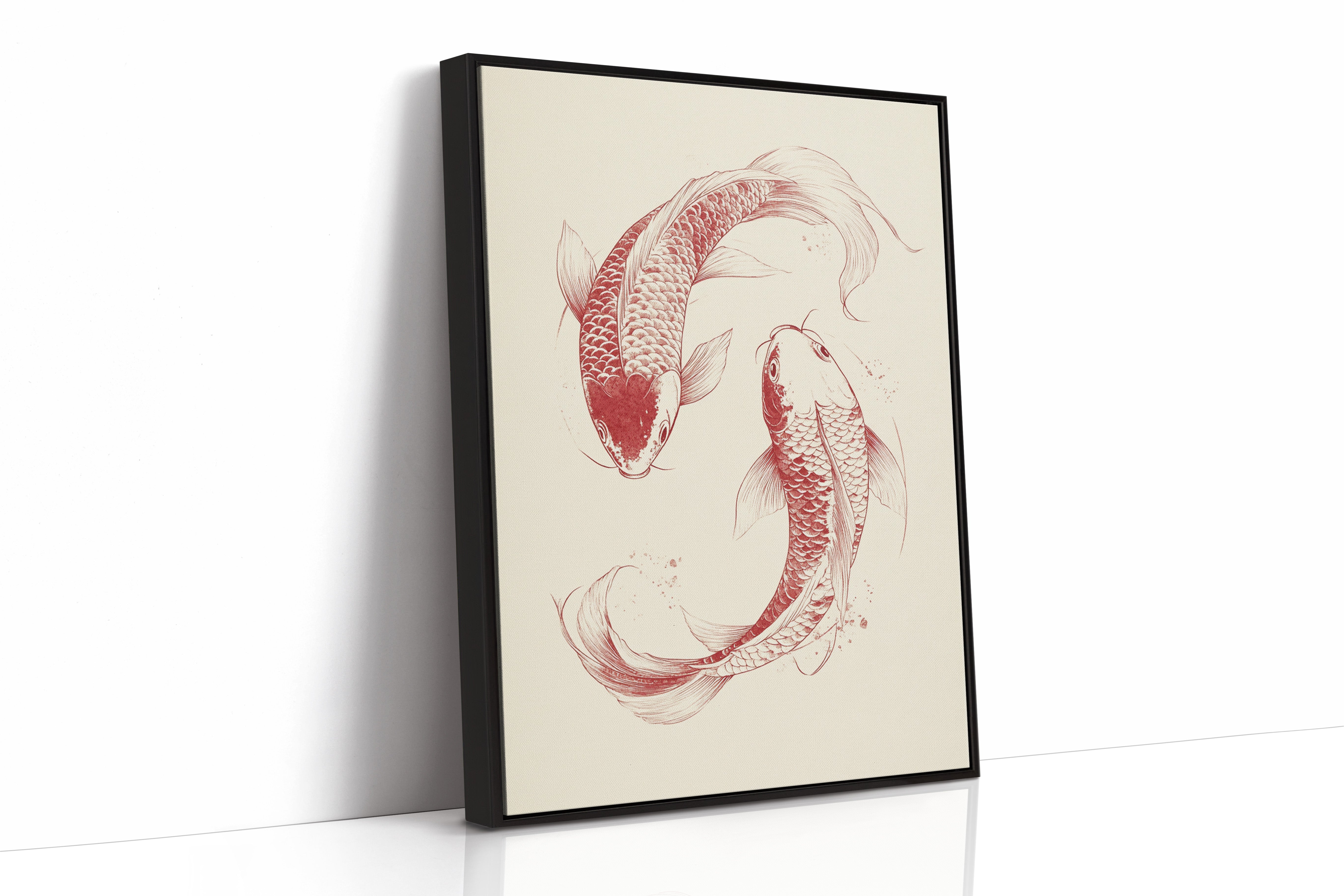 Yin-Yang Koi Fish – Minimalist Japanese Ink Wall Art