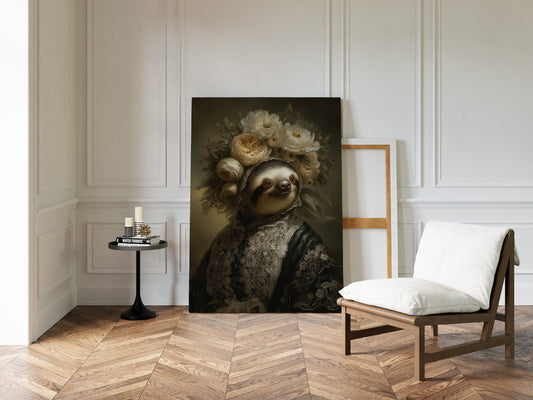 Regal Sloth in Floral Elegance