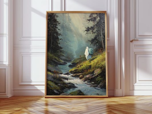 The Hiker Beneath Misty Pines