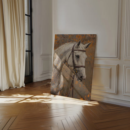 Majestic White Horse Portrait – Western Equestrian Wall Art