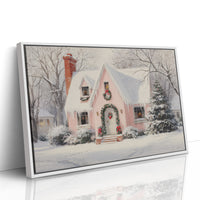 Pink Cottage Wears Winter's Crown