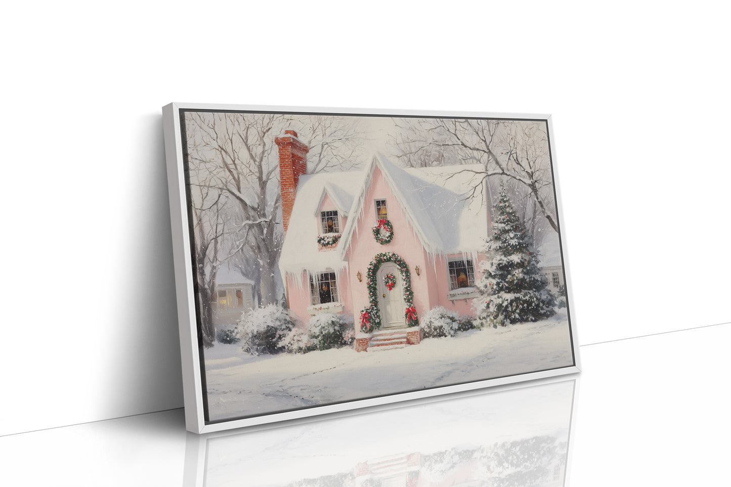 Pink Cottage Wears Winter's Crown