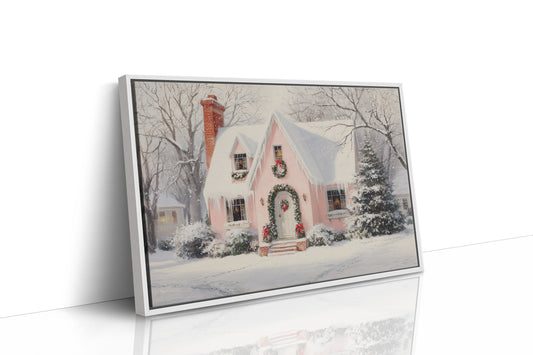 Pink Cottage Wears Winter's Crown