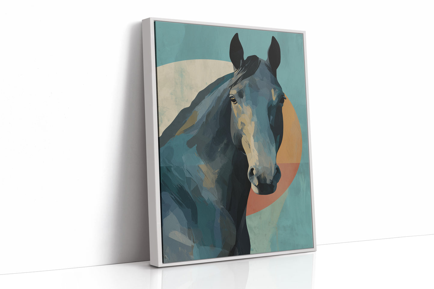 Equine Geometry: Portrait in Teal and Amber