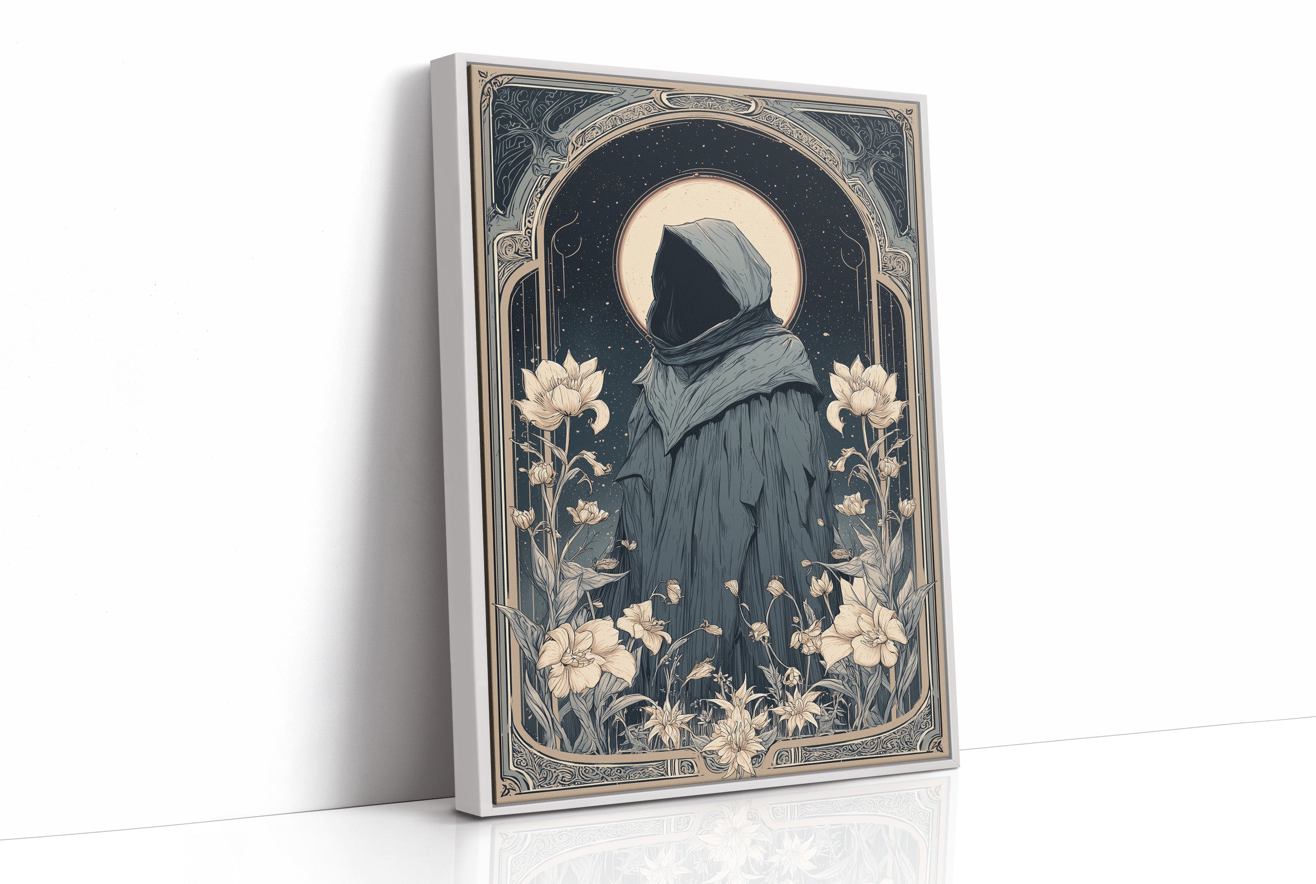 Moonlit Pilgrim Among Lotus Blossoms