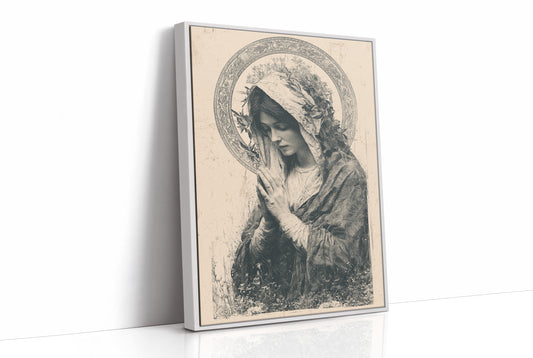 Madonna in Wildflowers — Devotional Engraving Print