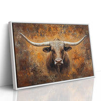Longhorn's Gaze Through Autumn Fire
