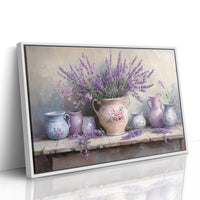 Lavender Spills Across Vintage Vessels