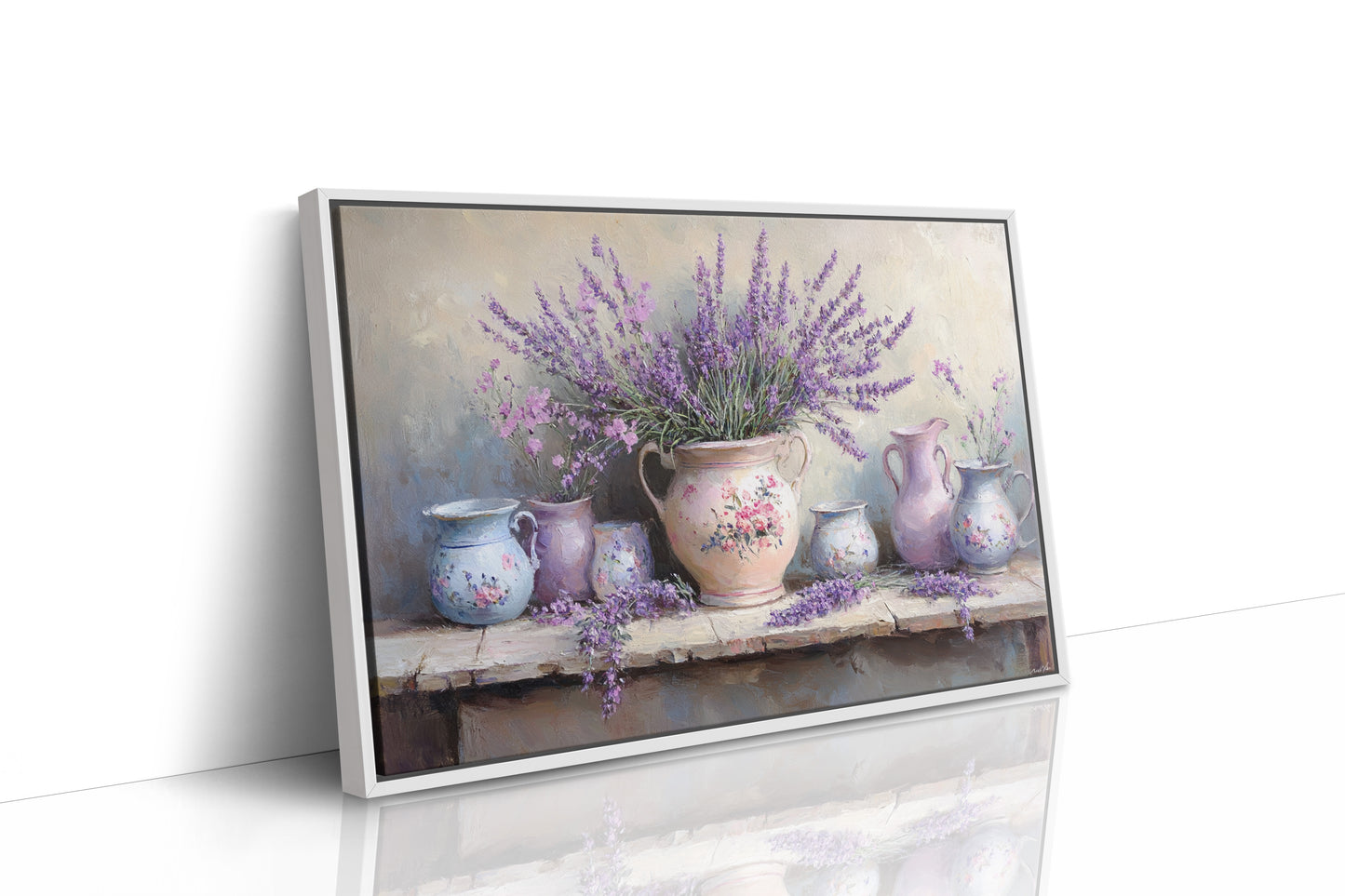 Lavender Spills Across Vintage Vessels
