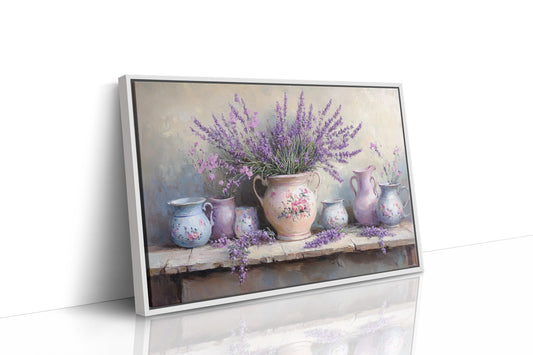 Lavender Spills Across Vintage Vessels